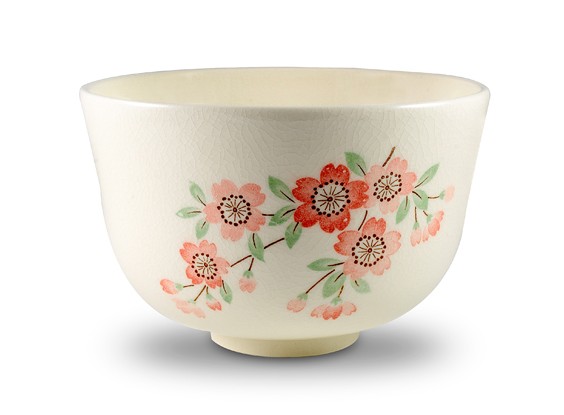 Matcha Bowl with Cherry Blossom Motif